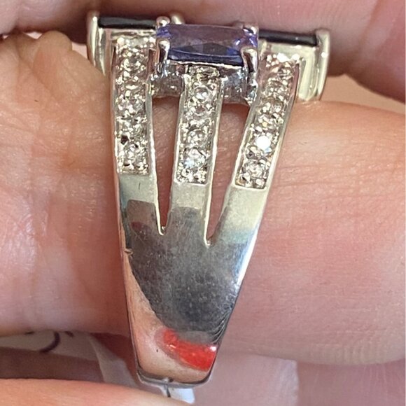 Ring Size 9.5 Tourmaline and CZ Sterling Silver 925 RP Women Semi-Precious Stone - Picture 2 of 9
